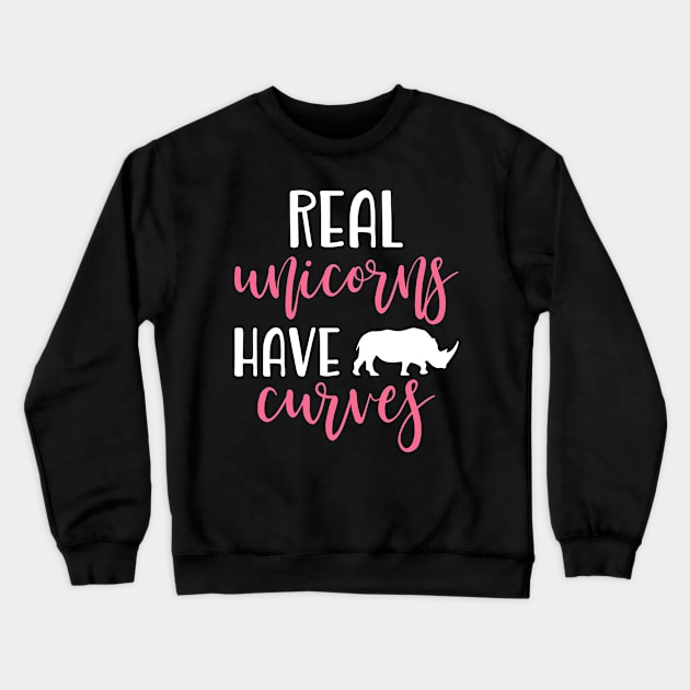 Real unicorns Have Curves Rhino Crewneck Sweatshirt by teevisionshop